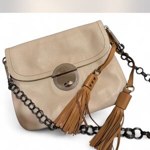 Authentic Prada Leather Tassel Shoulder Bag Chain Strap Vintage